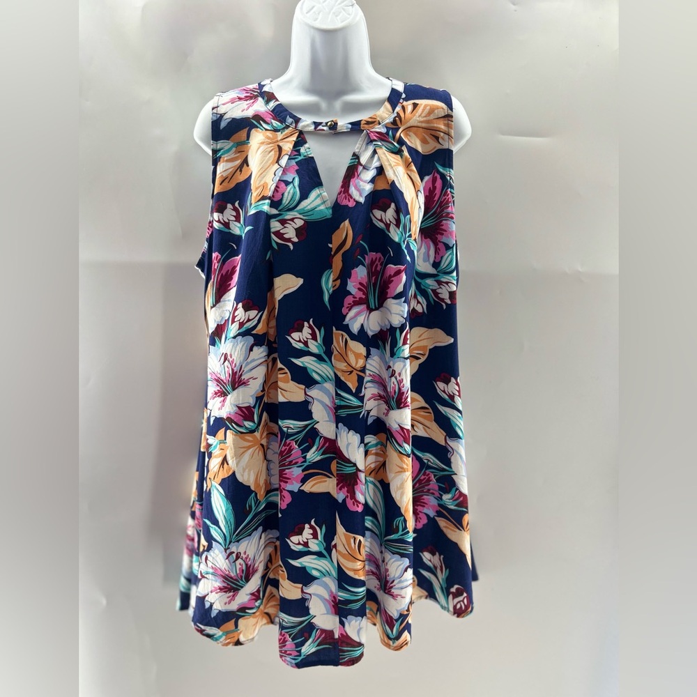 Umgee Navy Floral Sleeveless Dress